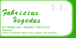 fabricius hegedus business card