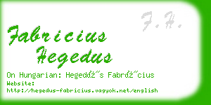 fabricius hegedus business card